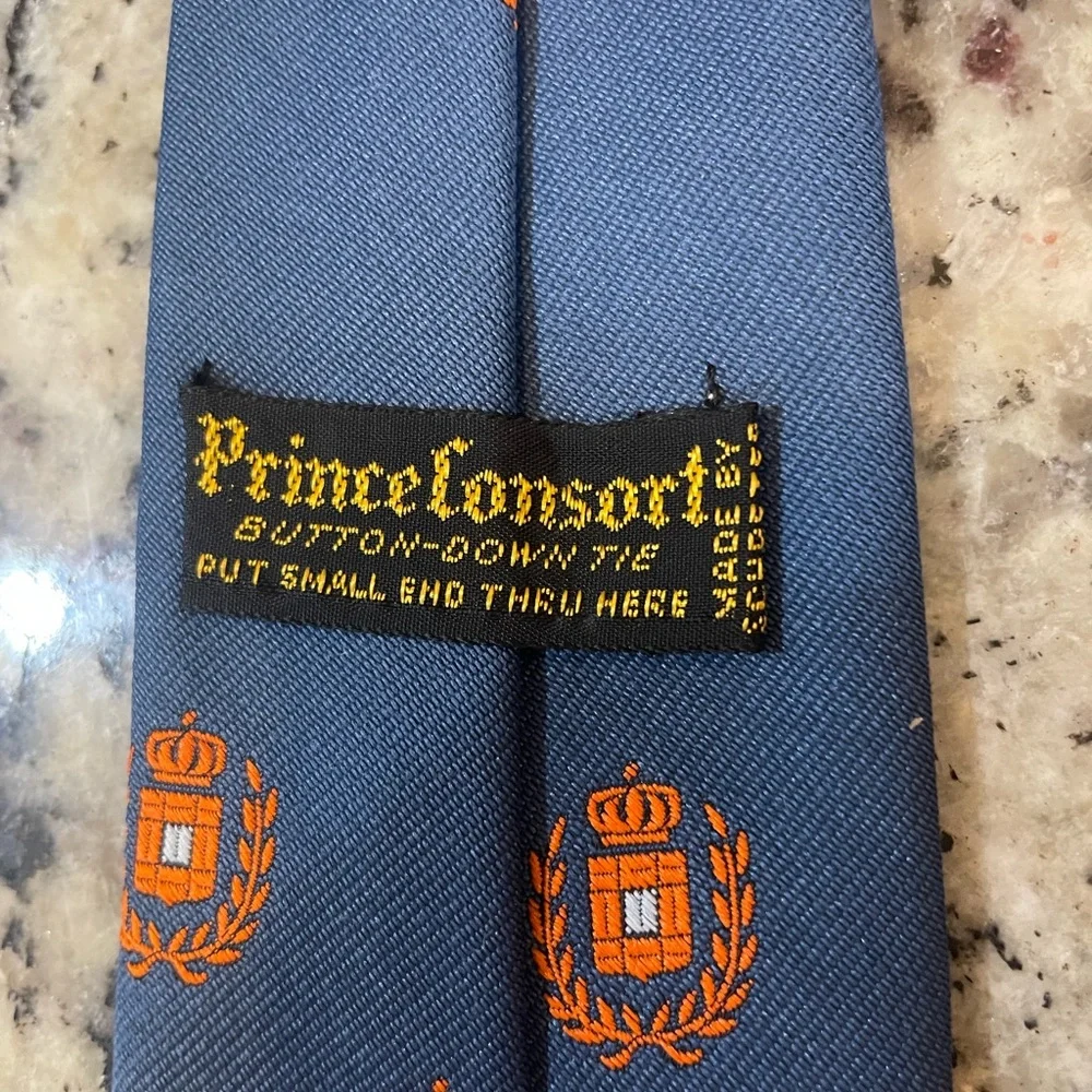 Vintage 60s Stylish Blue and Orange Patterned Tie